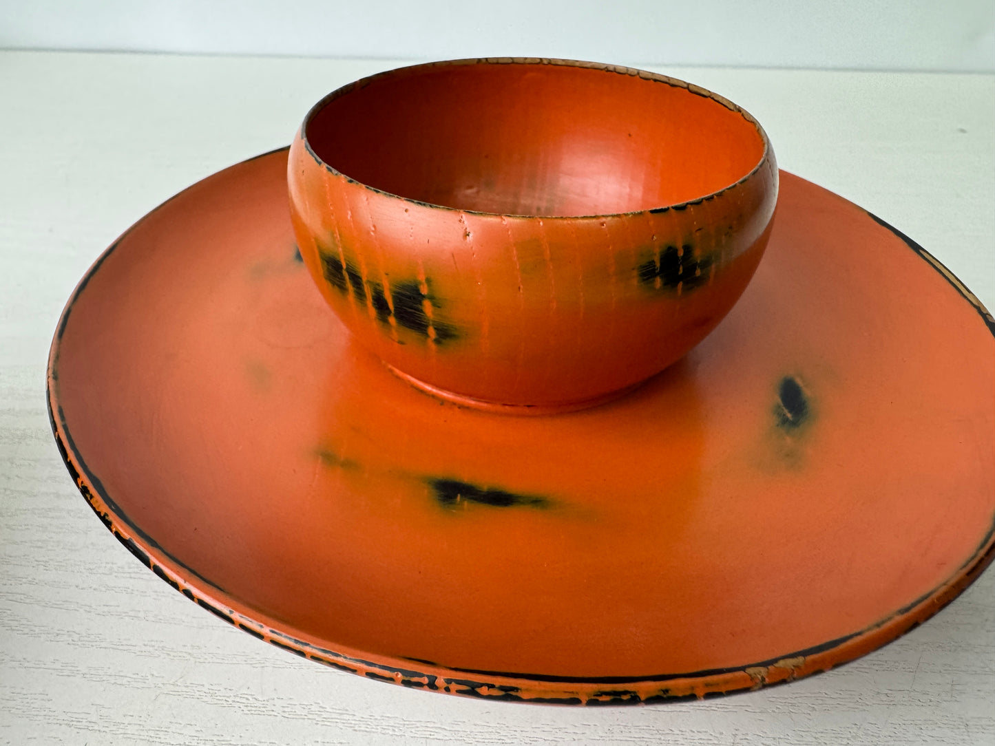 Y9292 STAND Negoro lacquer Tenmoku bowl rack shelf Japan antique tea ceremony