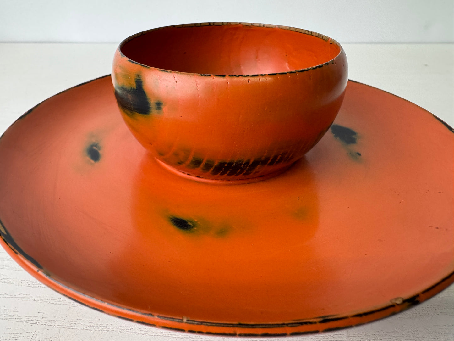 Y9292 STAND Negoro lacquer Tenmoku bowl rack shelf Japan antique tea ceremony