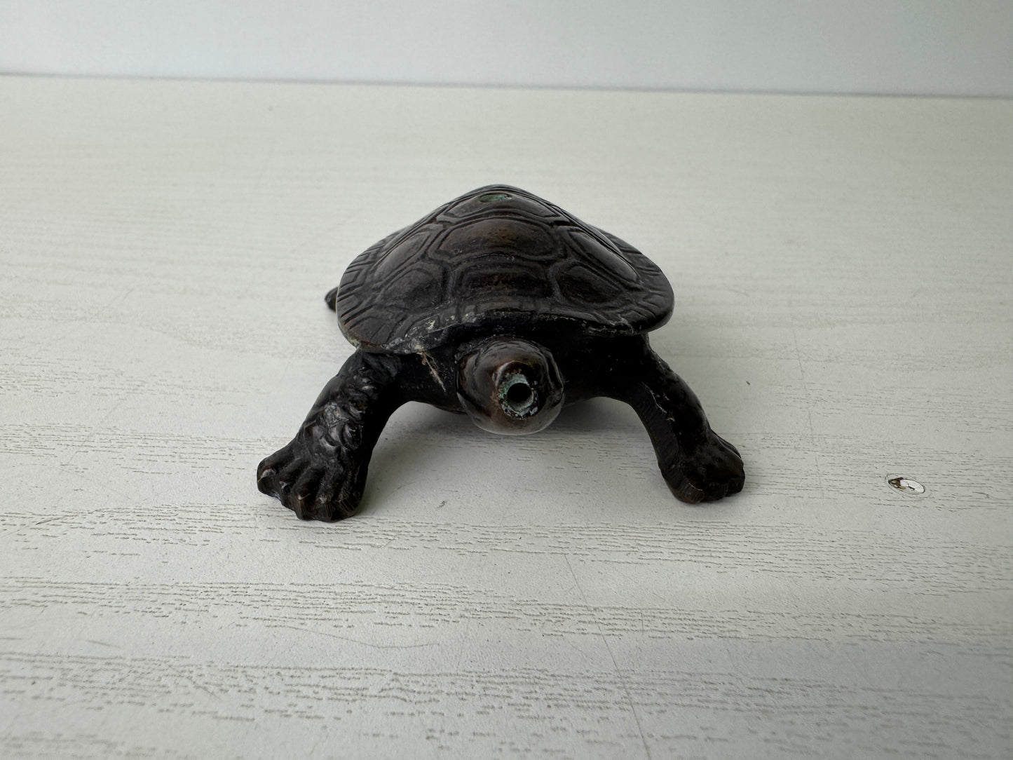 Y9293 SUITEKI Copper turtle stationery suzuri water pot signed Japan antique
