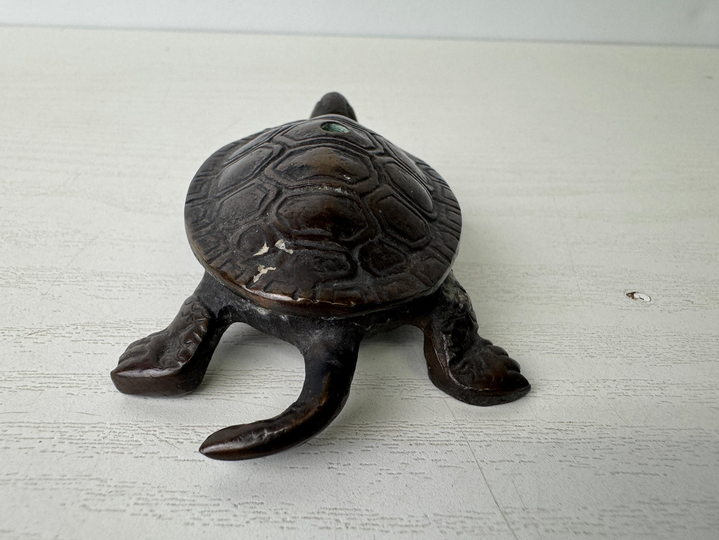 Y9293 SUITEKI Copper turtle stationery suzuri water pot signed Japan antique