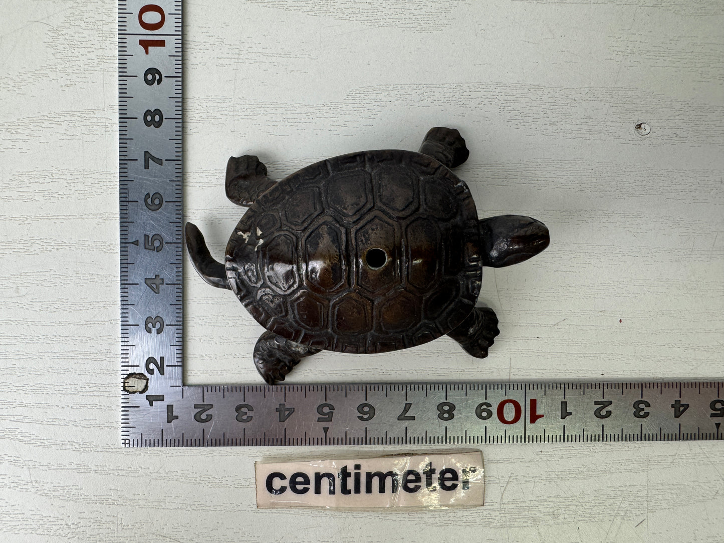 Y9293 SUITEKI Copper turtle stationery suzuri water pot signed Japan antique
