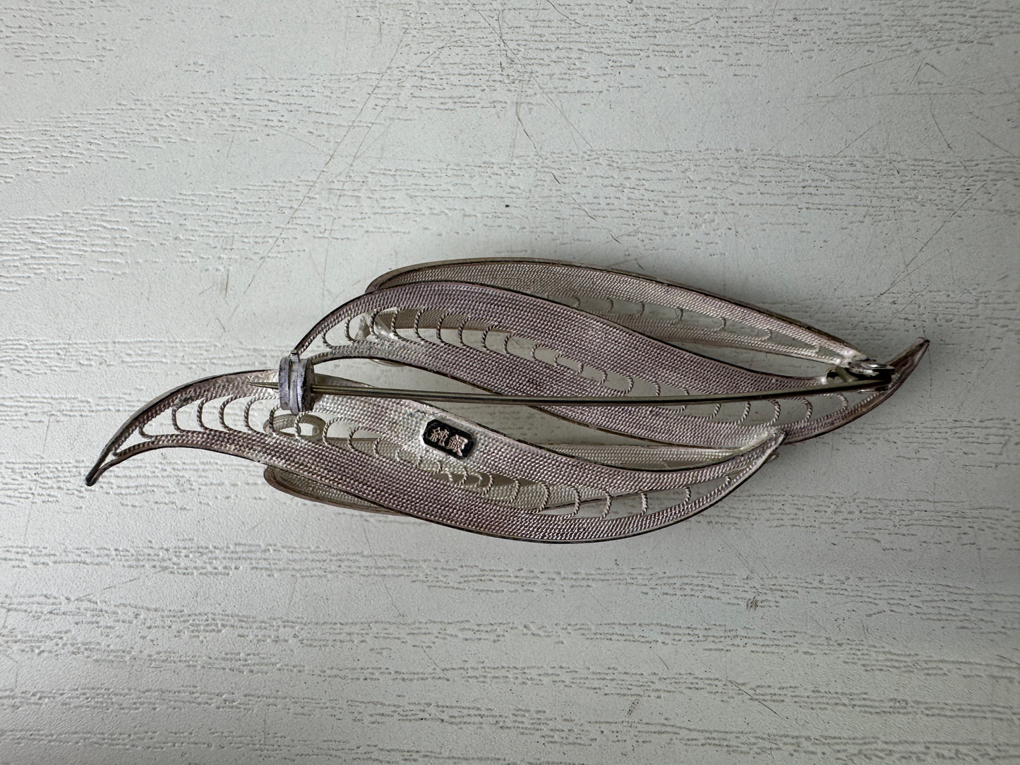 Y9296 BROOCH Pure silver accessory signed box Japan antique jewelry fashion