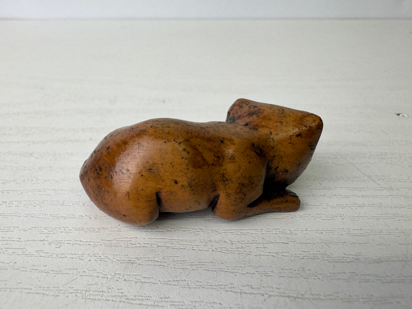 Y9298 NETSUKE wood carving Cat figure Japan antique kimono accessory fashion