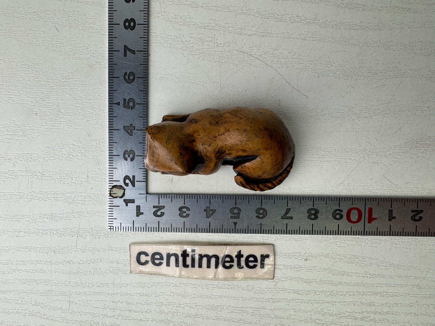Y9298 NETSUKE wood carving Cat figure Japan antique kimono accessory fashion
