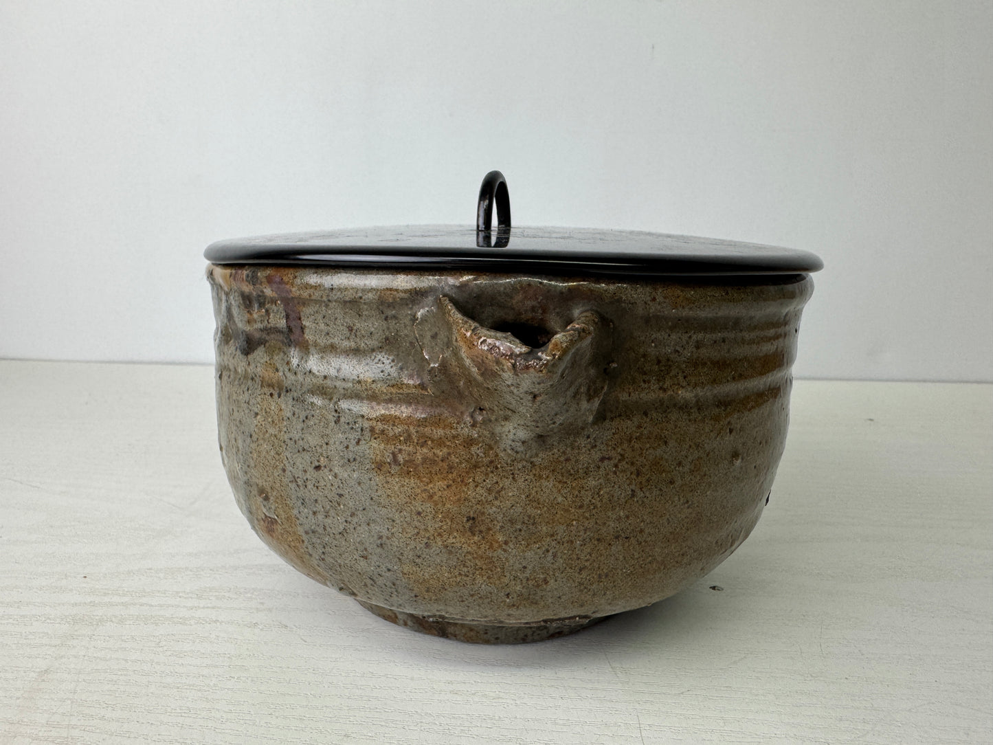 Y9304 MIZUSASHI Karatsu-ware water pot jar signed box Japan antique tea ceremony