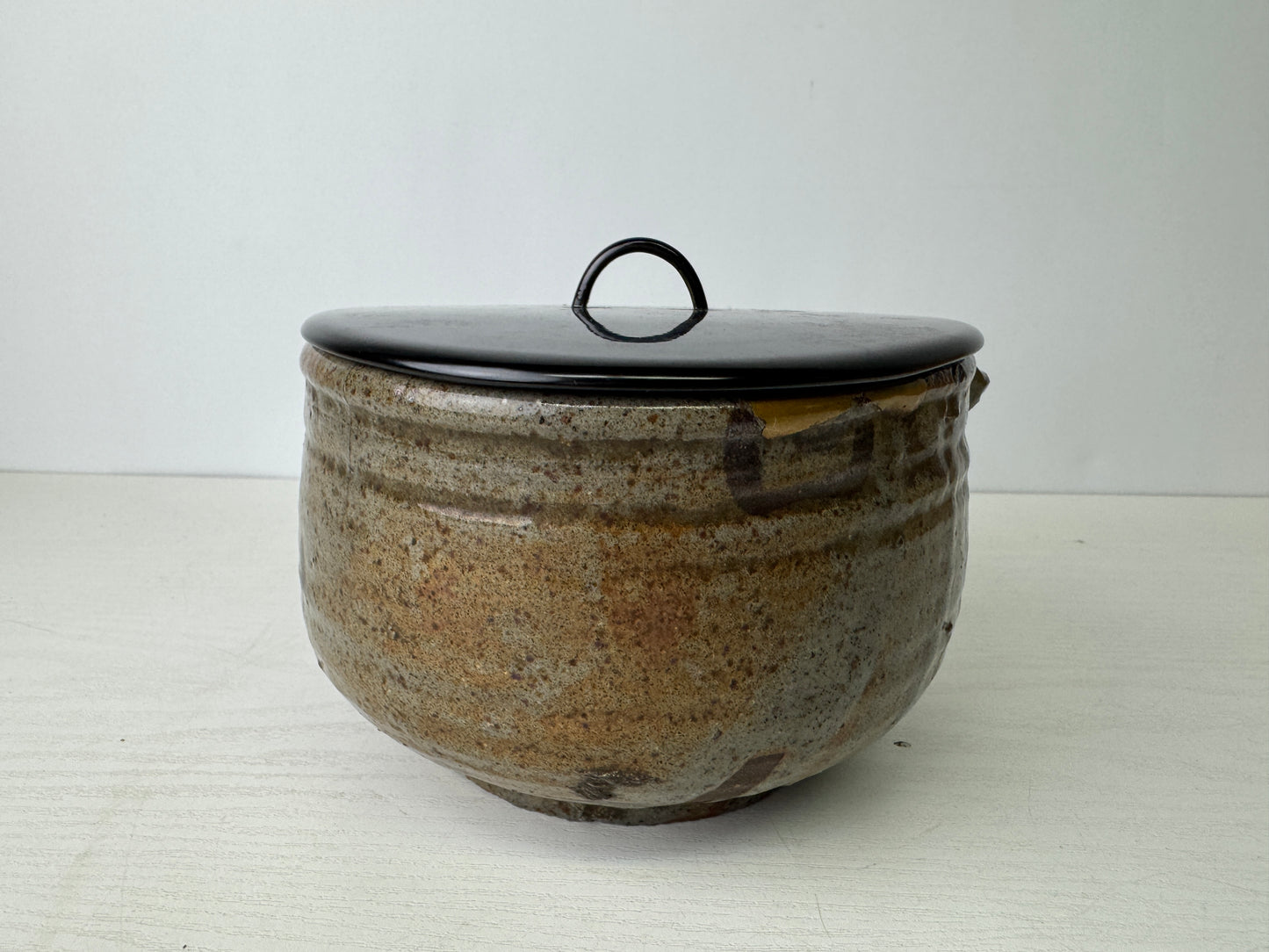 Y9304 MIZUSASHI Karatsu-ware water pot jar signed box Japan antique tea ceremony