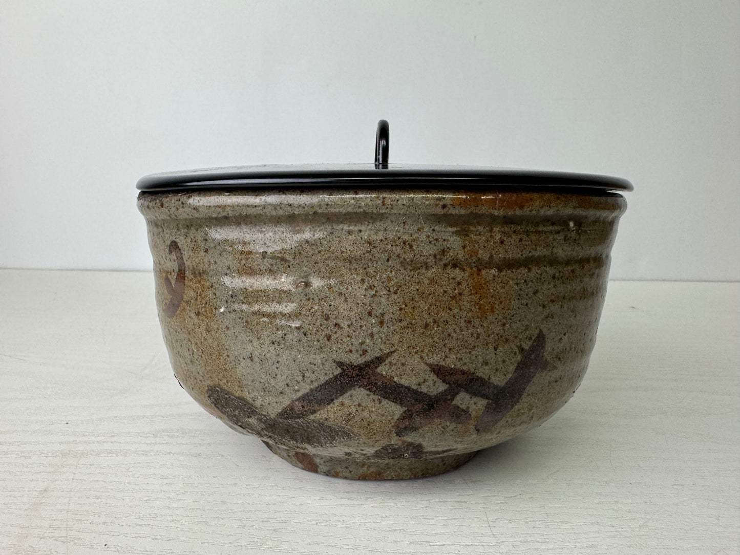 Y9304 MIZUSASHI Karatsu-ware water pot jar signed box Japan antique tea ceremony