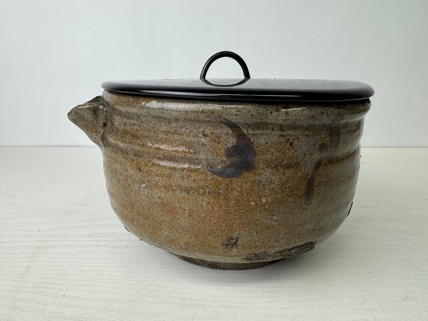 Y9304 MIZUSASHI Karatsu-ware water pot jar signed box Japan antique tea ceremony