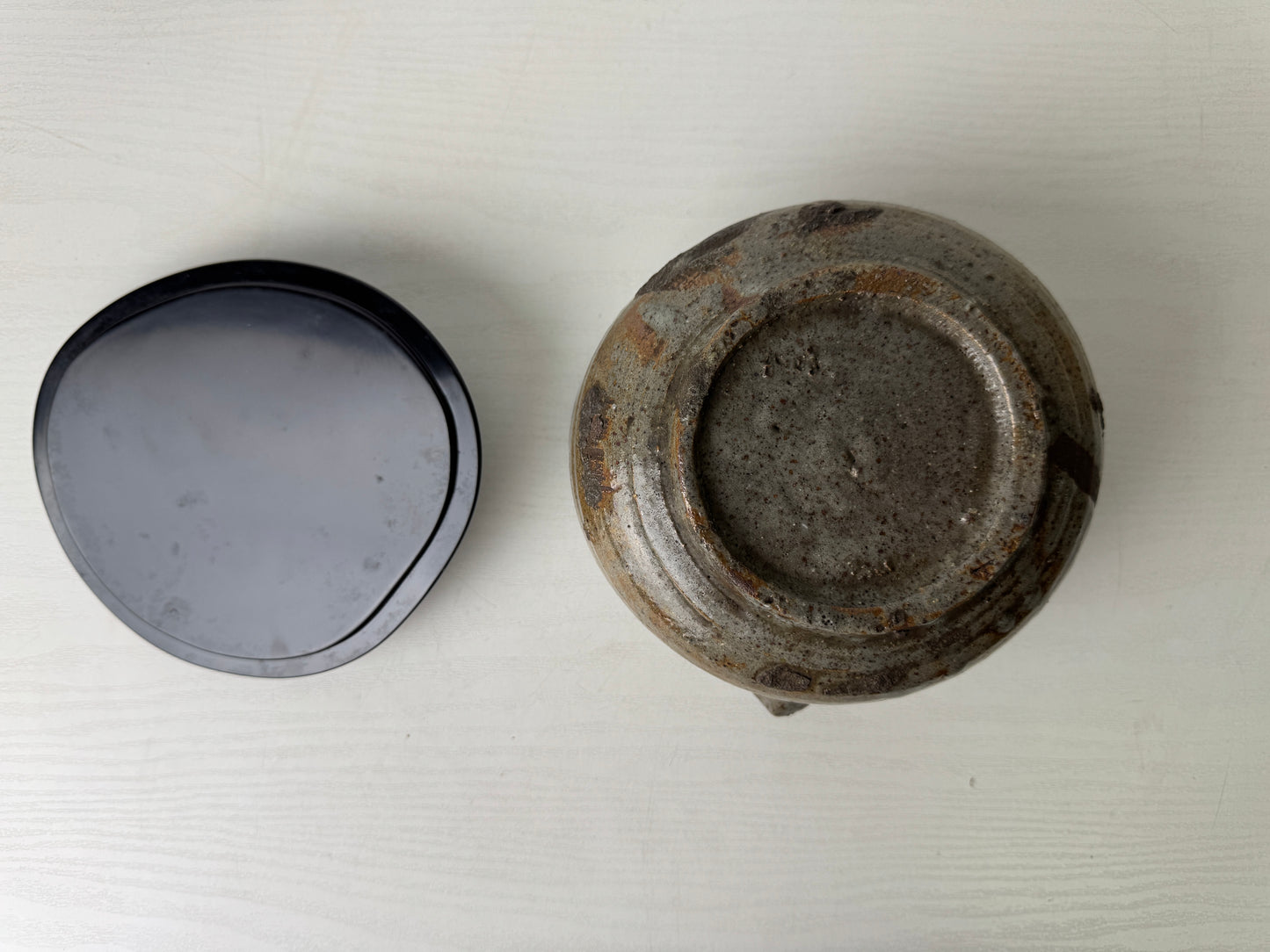 Y9304 MIZUSASHI Karatsu-ware water pot jar signed box Japan antique tea ceremony