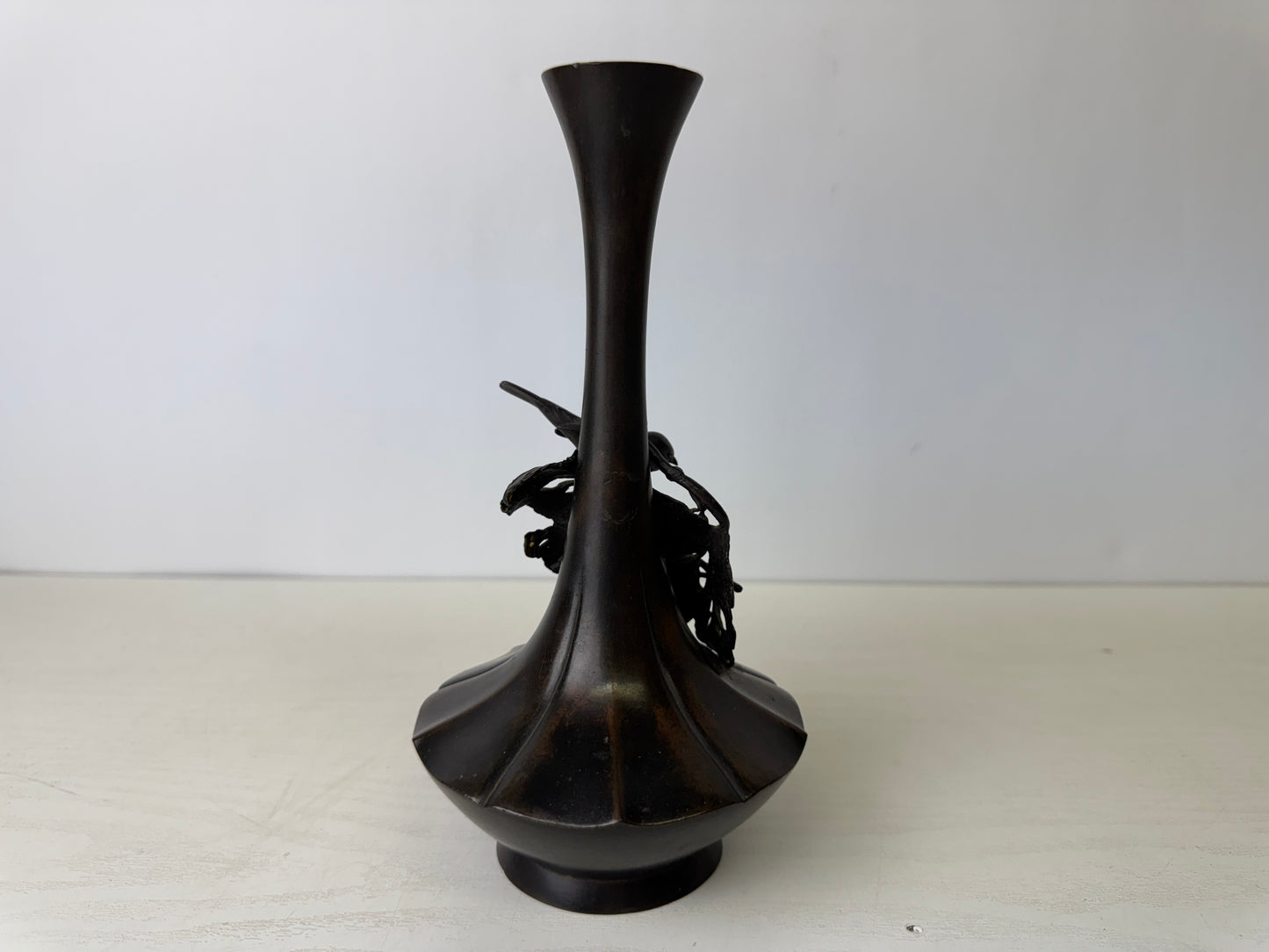 Y9306 FLOWER VASE Copper signed box Japan ikebana floral arrangement interior