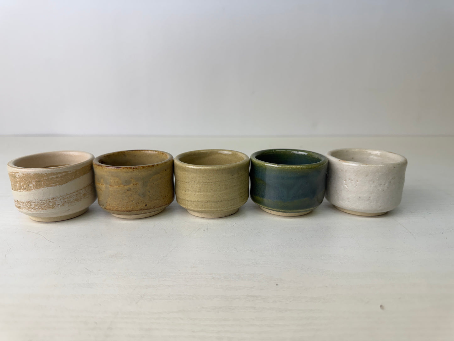 Y9307 CHAWAN Mino-ware 5 Sake cups signed box Japan antique tableware kitchen