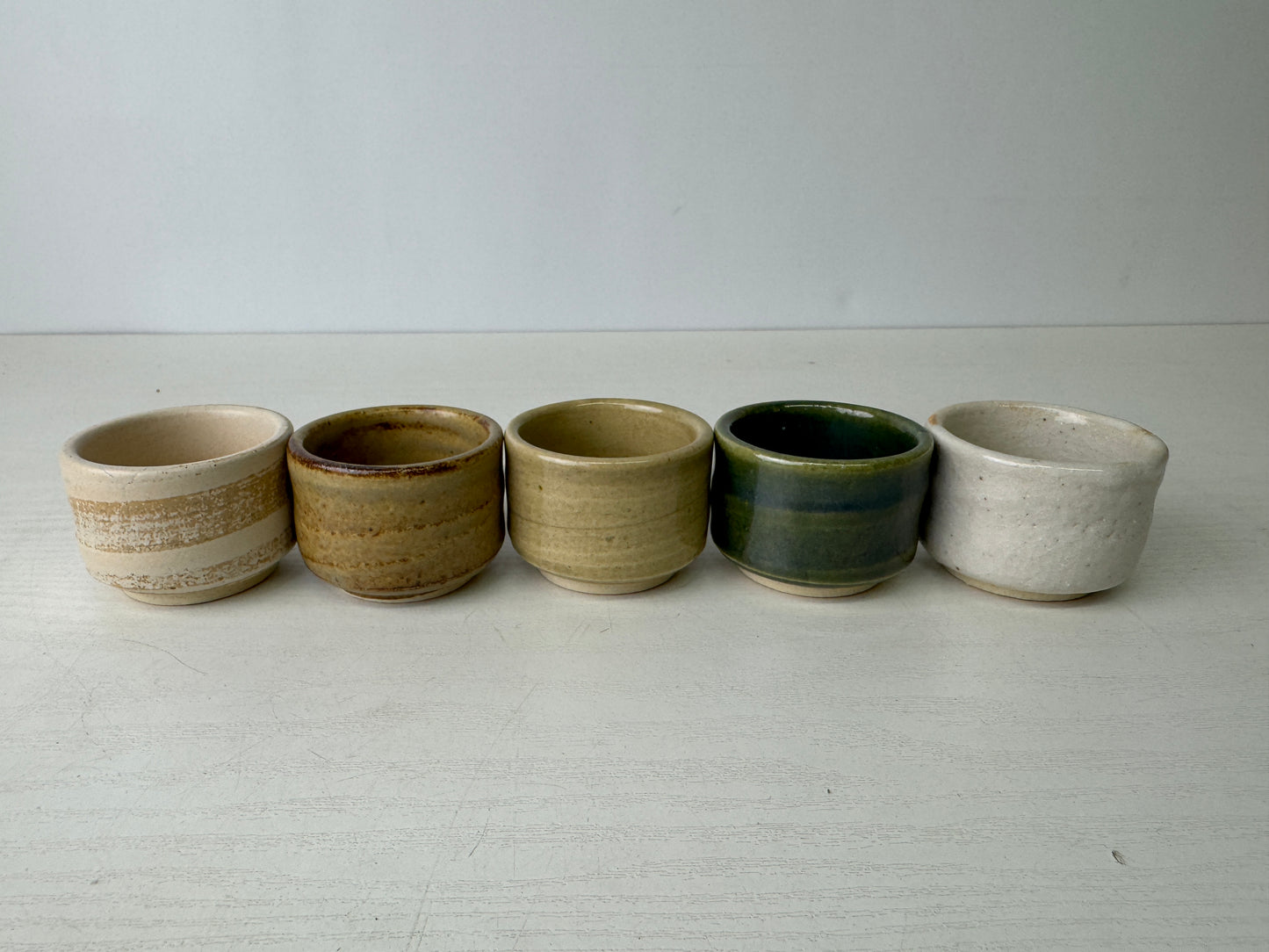 Y9307 CHAWAN Mino-ware 5 Sake cups signed box Japan antique tableware kitchen