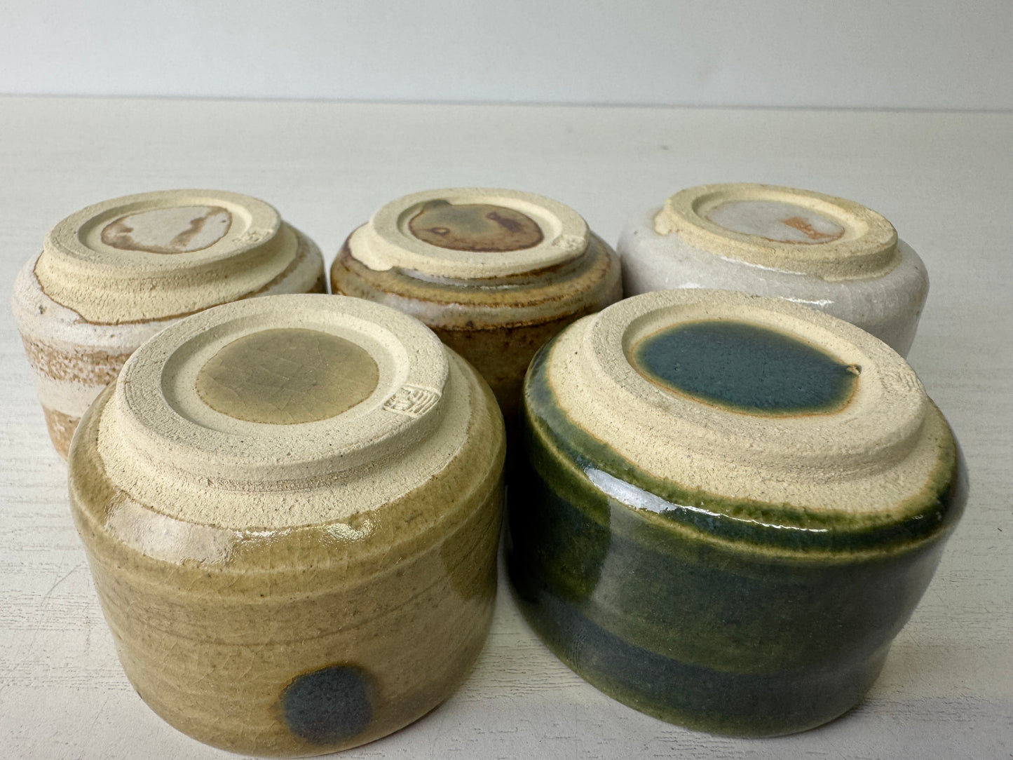Y9307 CHAWAN Mino-ware 5 Sake cups signed box Japan antique tableware kitchen