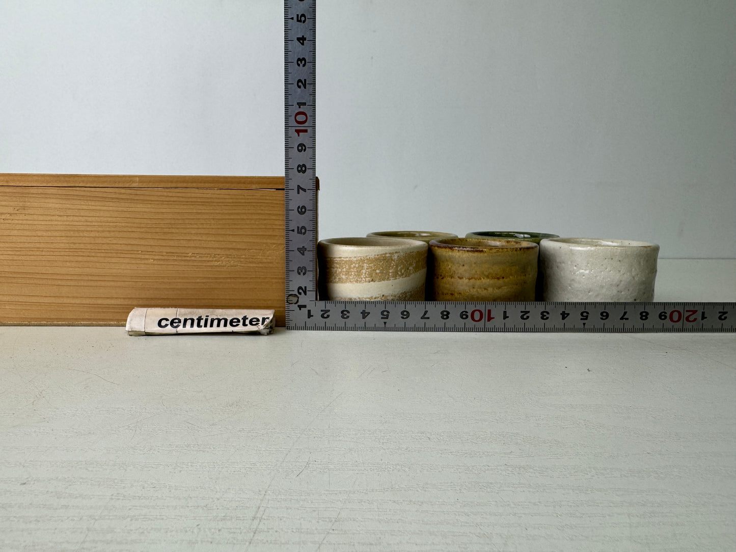 Y9307 CHAWAN Mino-ware 5 Sake cups signed box Japan antique tableware kitchen