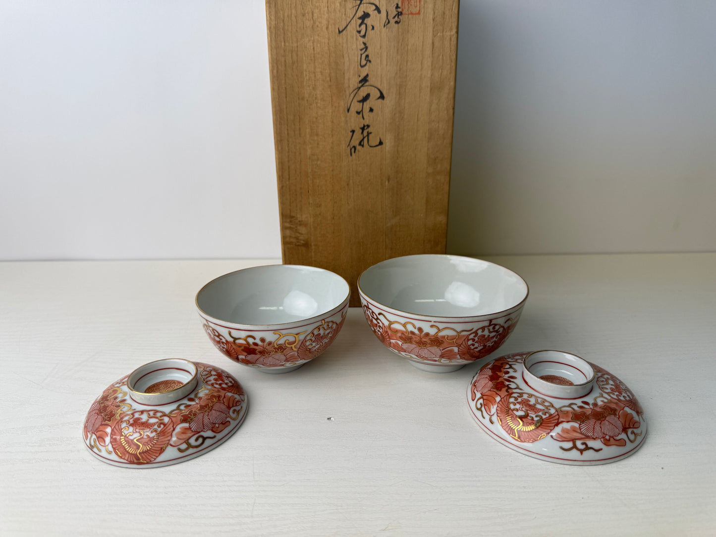 Y9309 CHAWAN Kutani-ware Nara bowl signed box Japan antique tea ceremony pottery