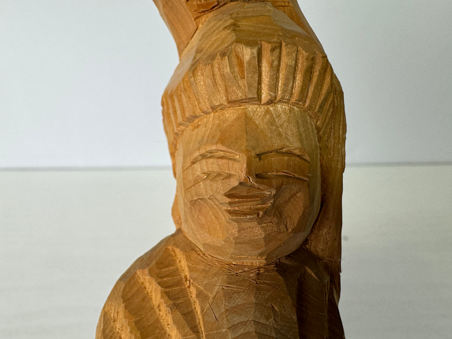 Y9311 STATUE wood carving Enku Buddha signed reproduction Japan antique figure