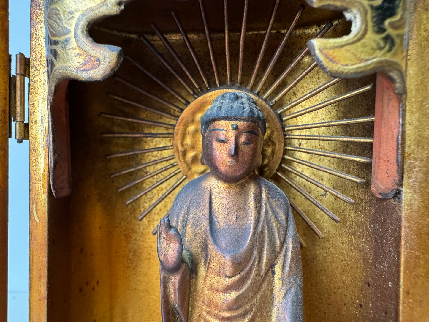 Y9312 STATUE Buddha figurine Makie shrine Buddhist art Japan antique figure