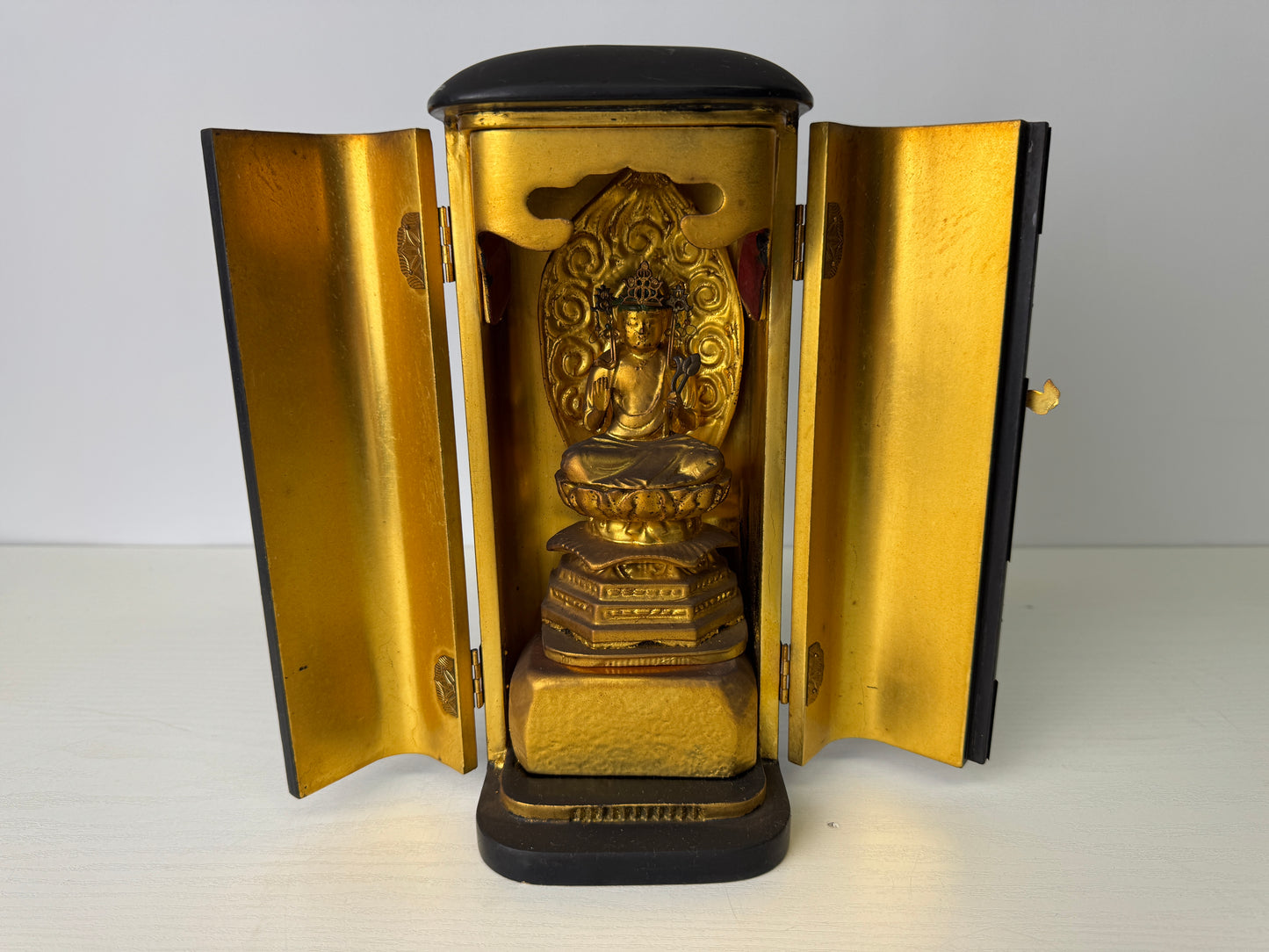 Y9313 STATUE Buddha figurine shrine Buddhist art Japan antique figure interior