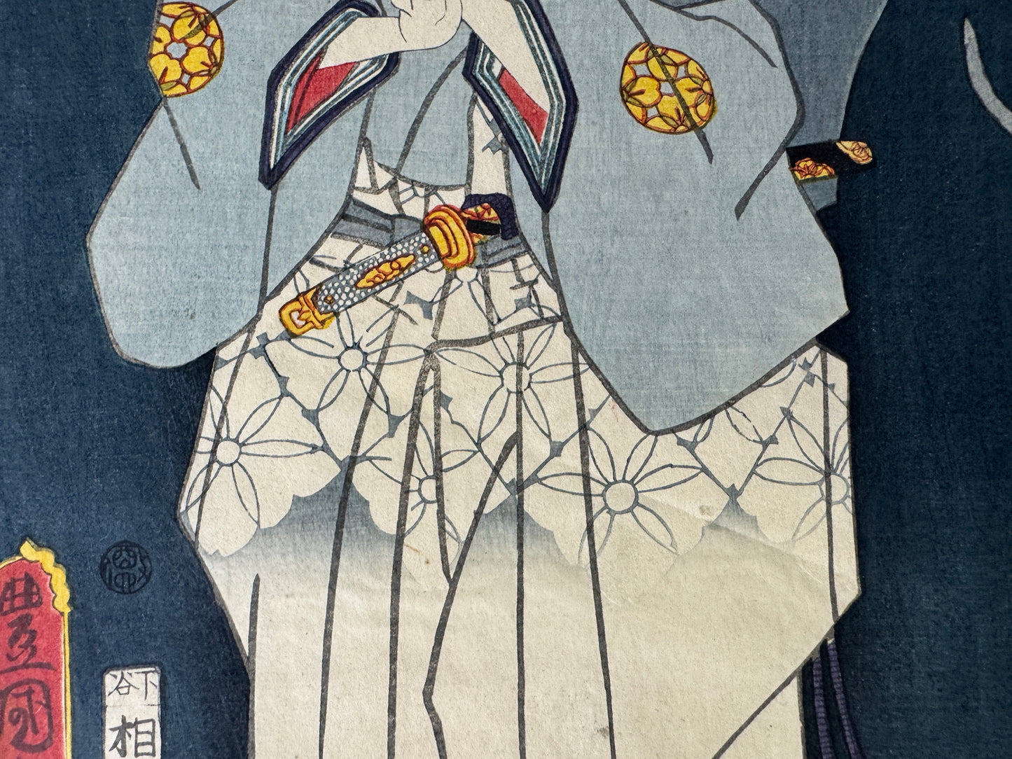 Y9327 WOODBLOCK PRINT Toyokuni Ghost diptych mouse Japan Ukiyoe antique art