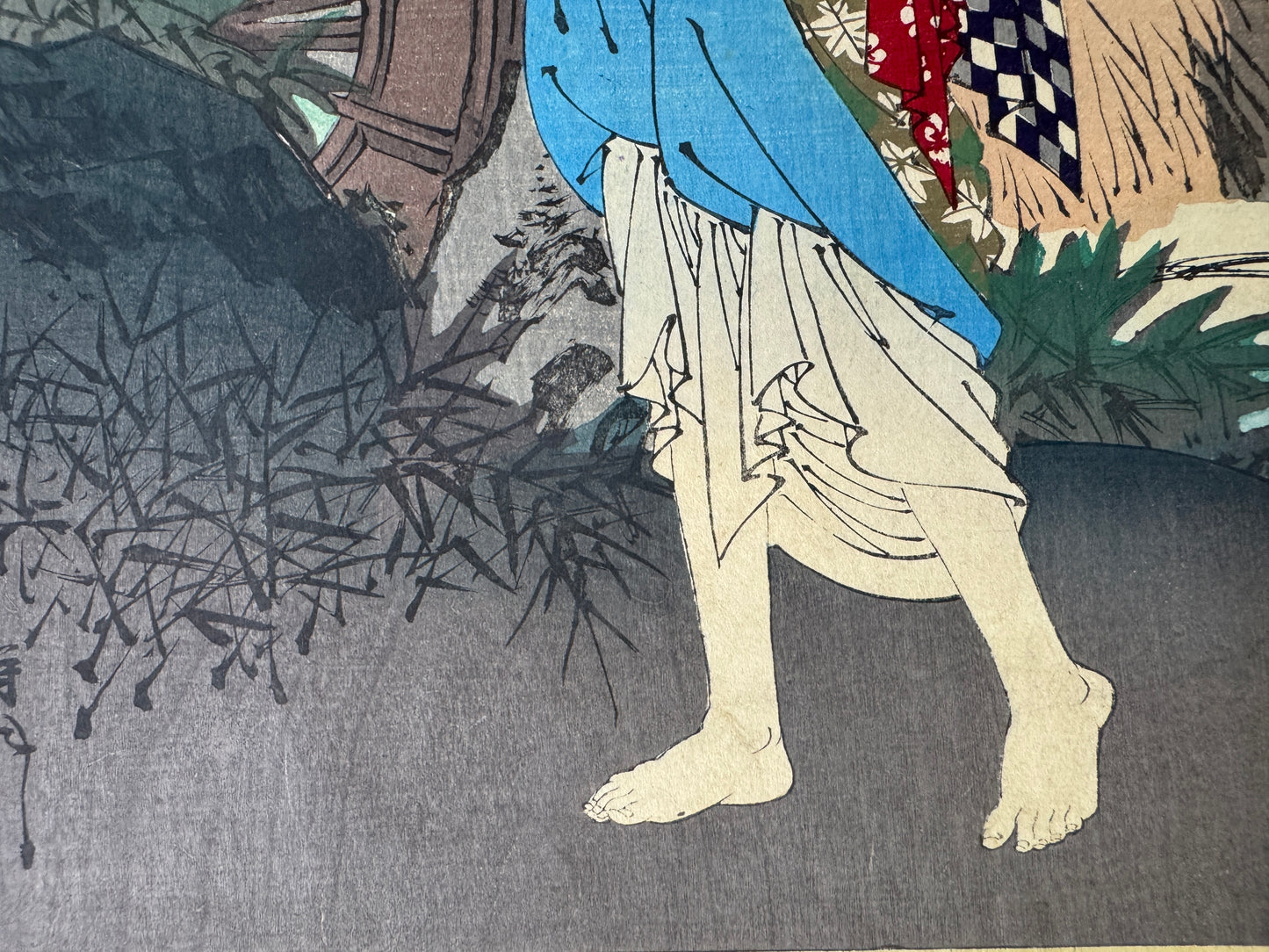 Y9329 WOODBLOCK PRINT Portrait person diptych backing Japan Ukiyoe antique art