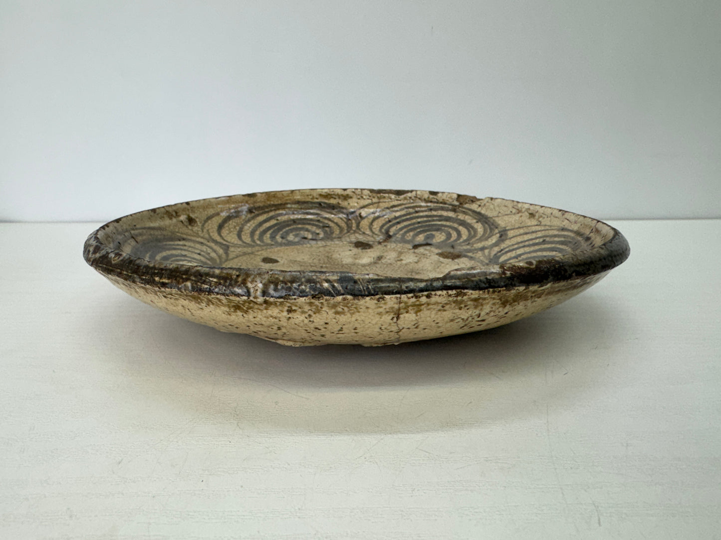 Y9331 DISH Seto-ware Koseto Umanome plate folk art Japan antique tableware