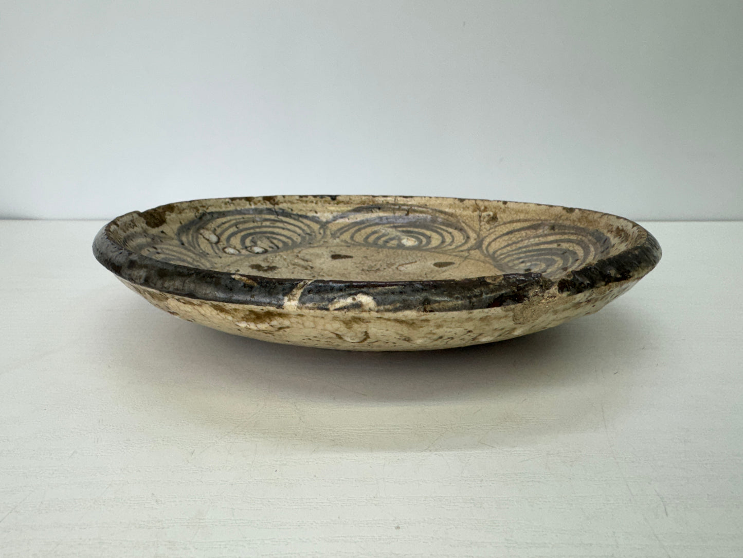 Y9331 DISH Seto-ware Koseto Umanome plate folk art Japan antique tableware