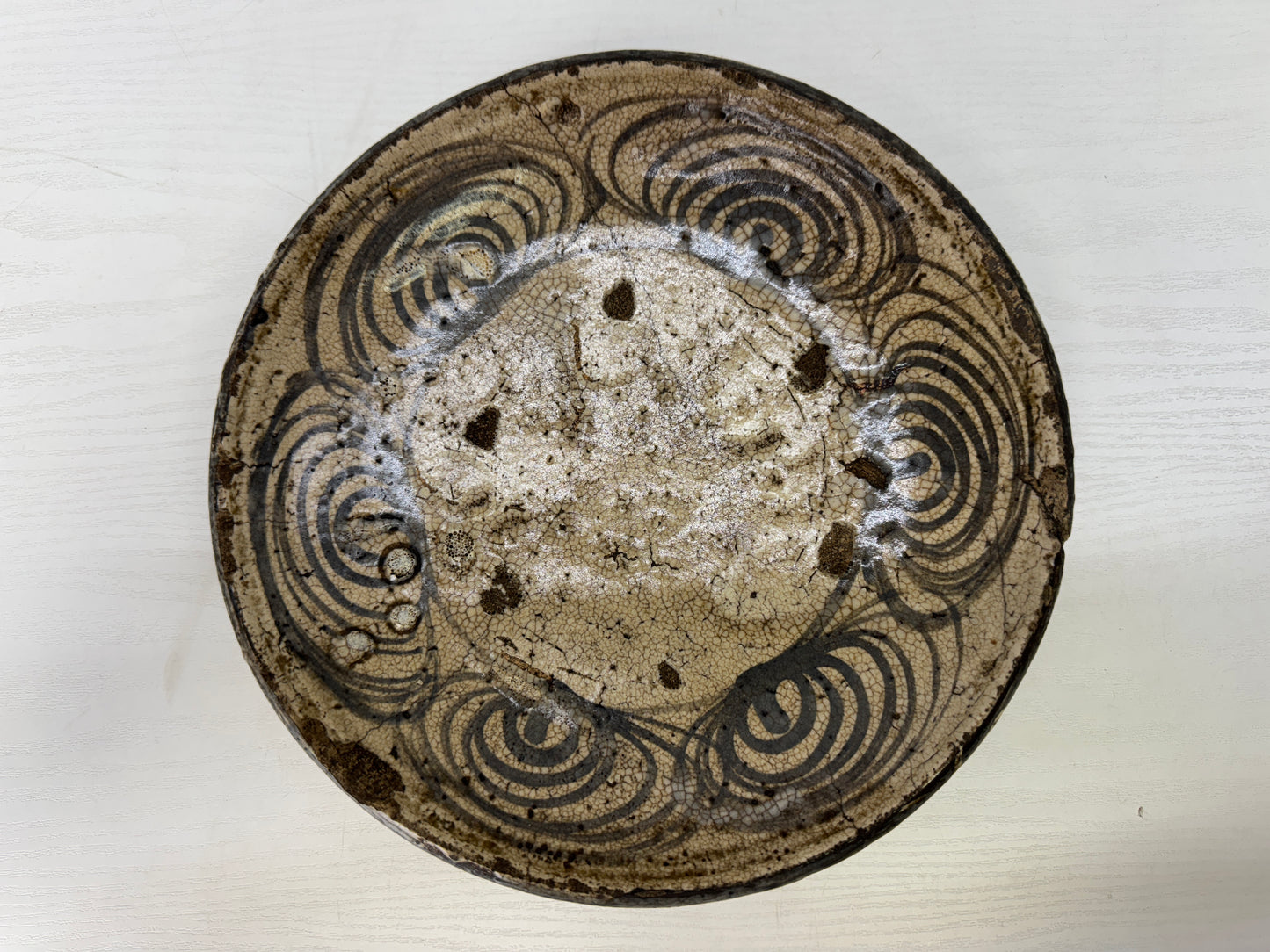 Y9331 DISH Seto-ware Koseto Umanome plate folk art Japan antique tableware