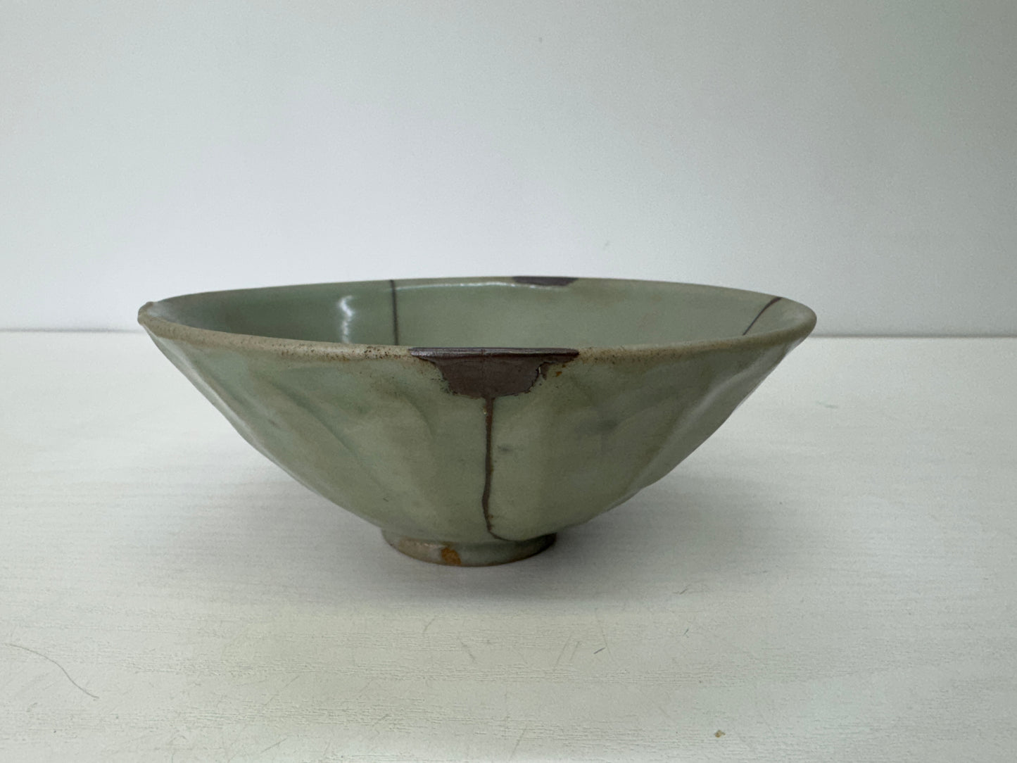 Y9332 CHAWAN Celadon bowl kintsugi box China antique tableware pottery kitchen