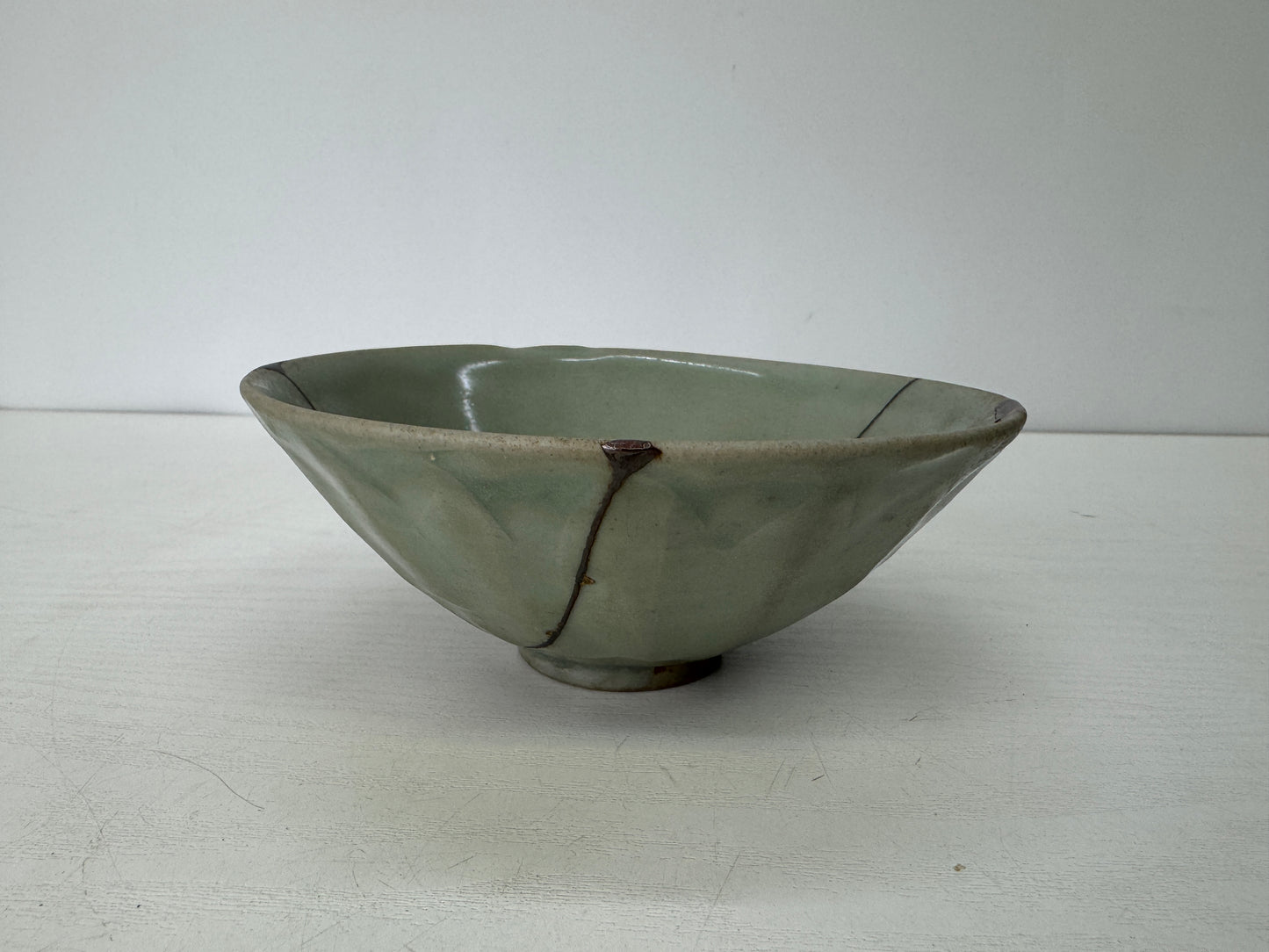 Y9332 CHAWAN Celadon bowl kintsugi box China antique tableware pottery kitchen