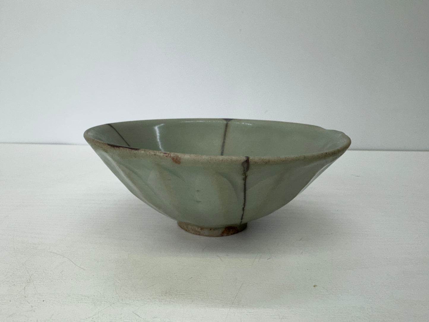 Y9332 CHAWAN Celadon bowl kintsugi box China antique tableware pottery kitchen