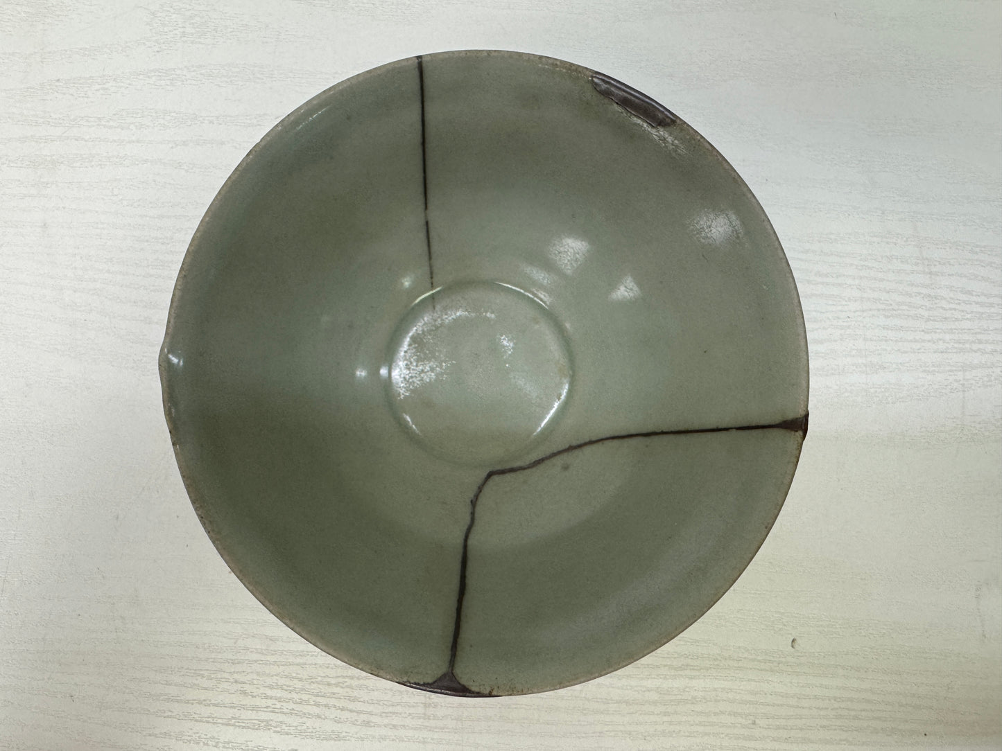 Y9332 CHAWAN Celadon bowl kintsugi box China antique tableware pottery kitchen