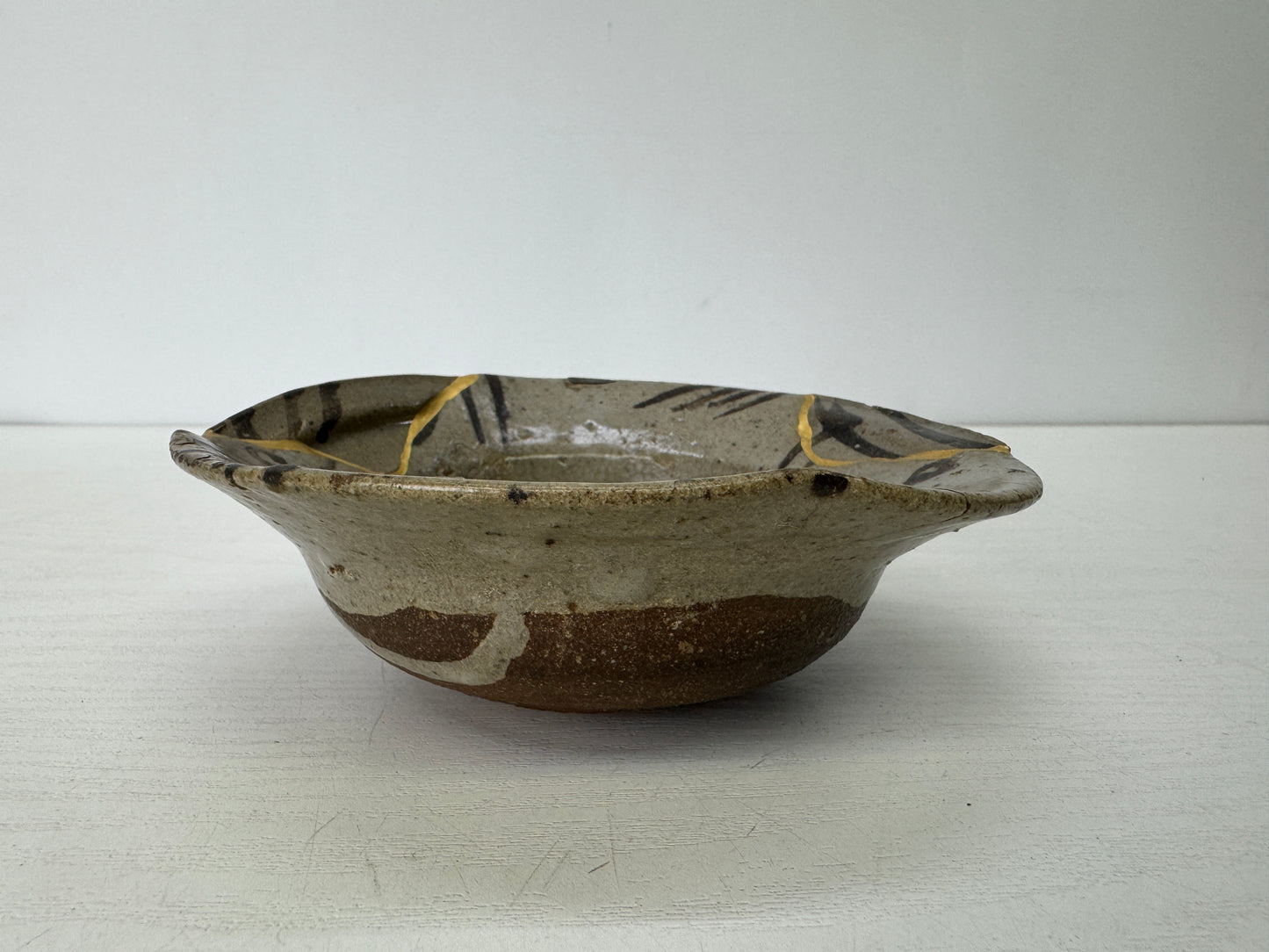 Y9333 CHAWAN Karatsu-ware Ekaratsu mukozuke bowl kintsugi box Japan antique