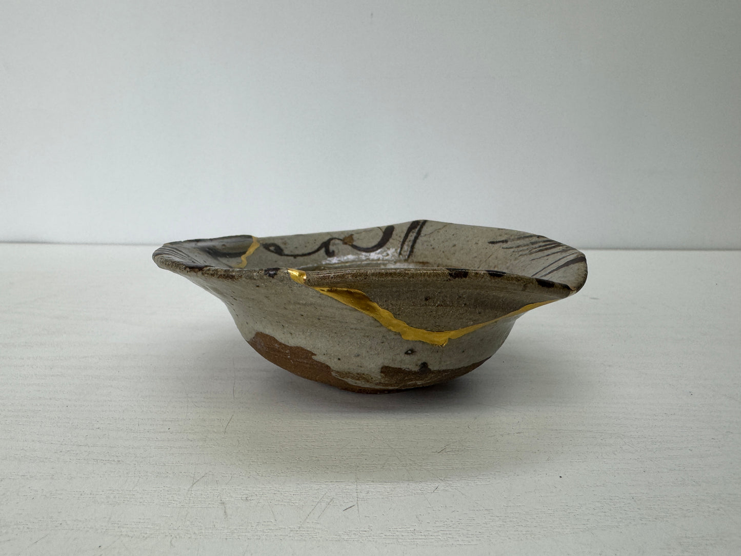 Y9333 CHAWAN Karatsu-ware Ekaratsu mukozuke bowl kintsugi box Japan antique