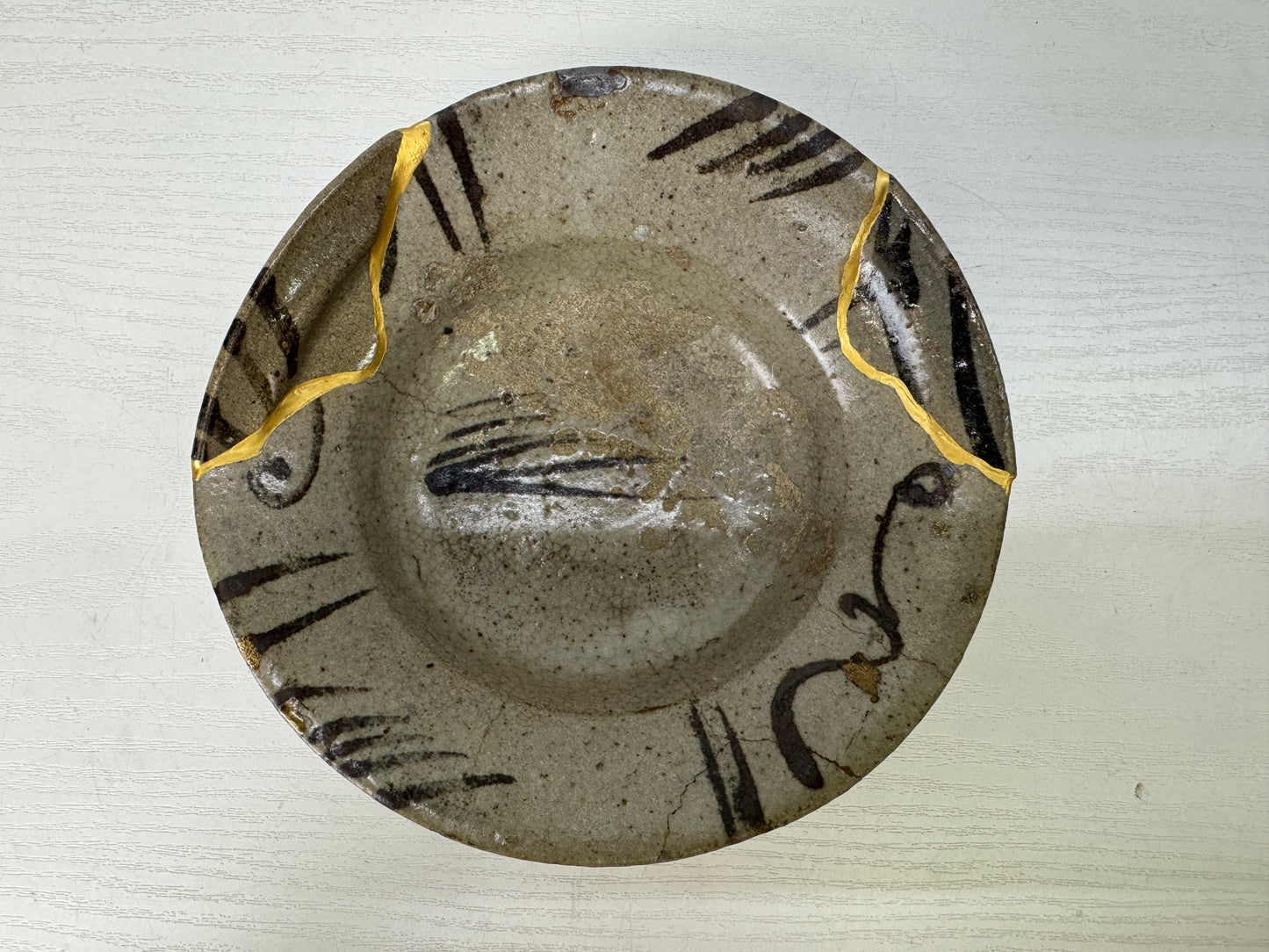 Y9333 CHAWAN Karatsu-ware Ekaratsu mukozuke bowl kintsugi box Japan antique