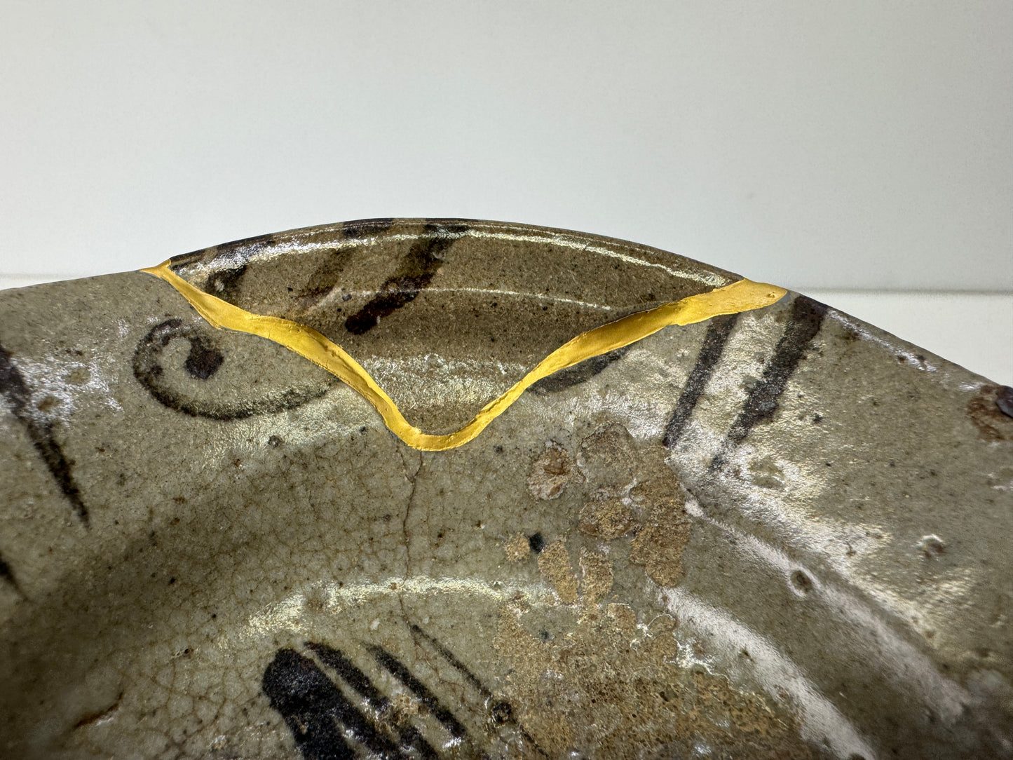 Y9333 CHAWAN Karatsu-ware Ekaratsu mukozuke bowl kintsugi box Japan antique