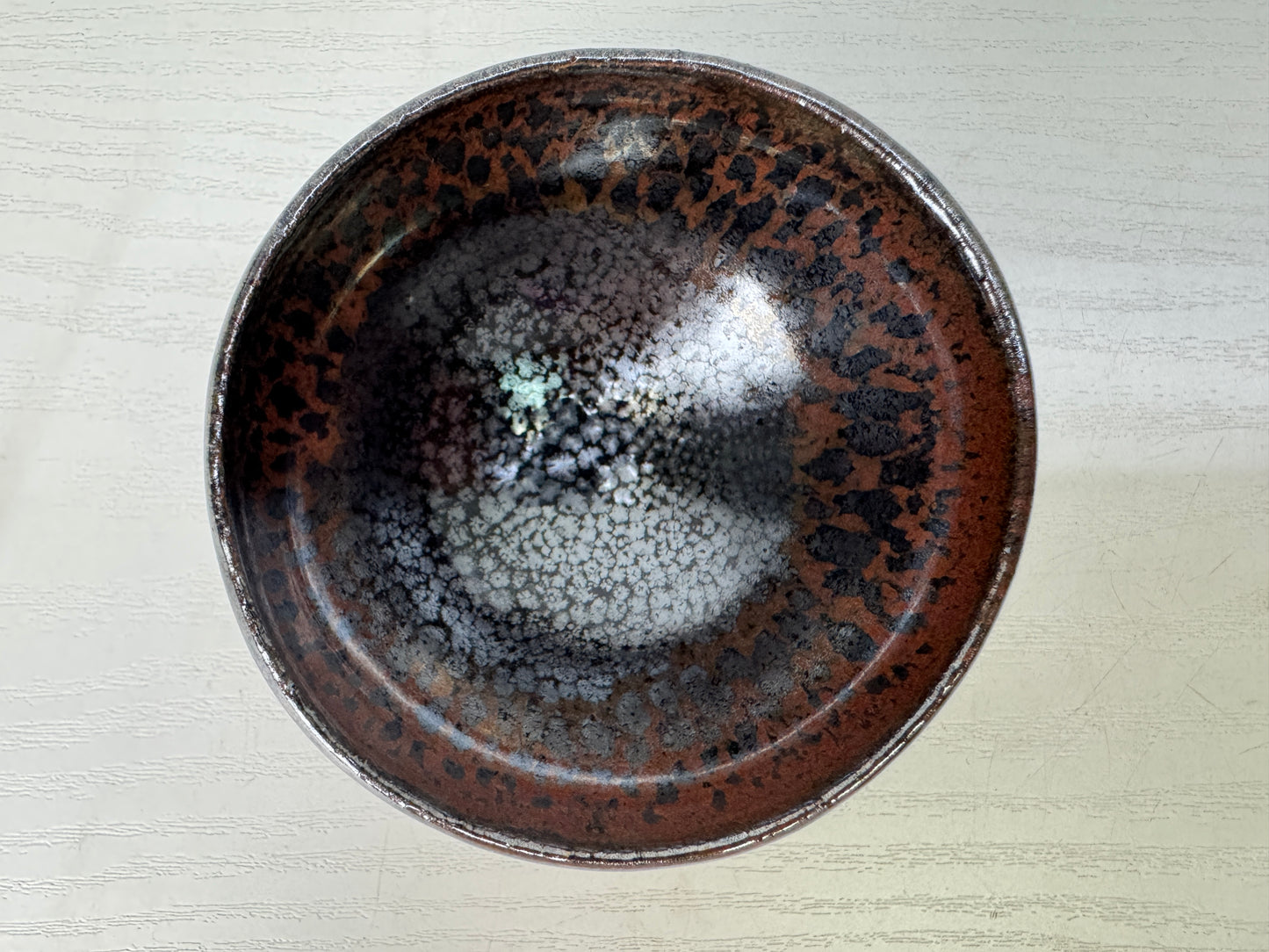 Y9342 CHAWAN Kyo-ware Yuteki Tenmoku Sake cup signed box Japan antique tableware