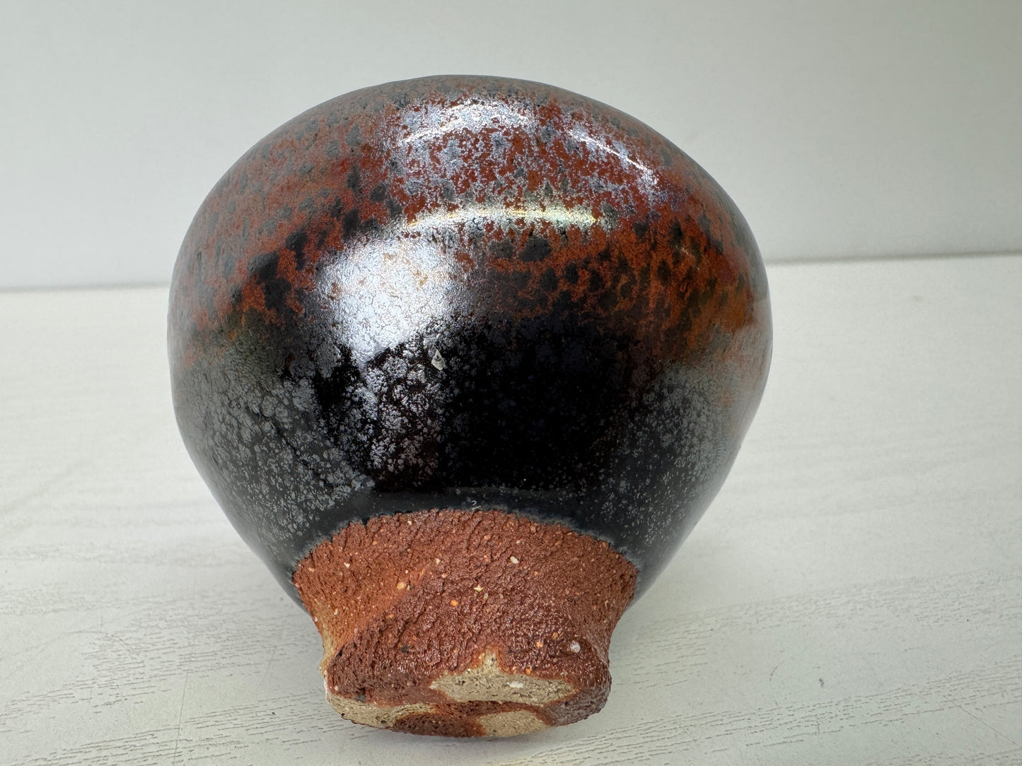 Y9342 CHAWAN Kyo-ware Yuteki Tenmoku Sake cup signed box Japan antique tableware