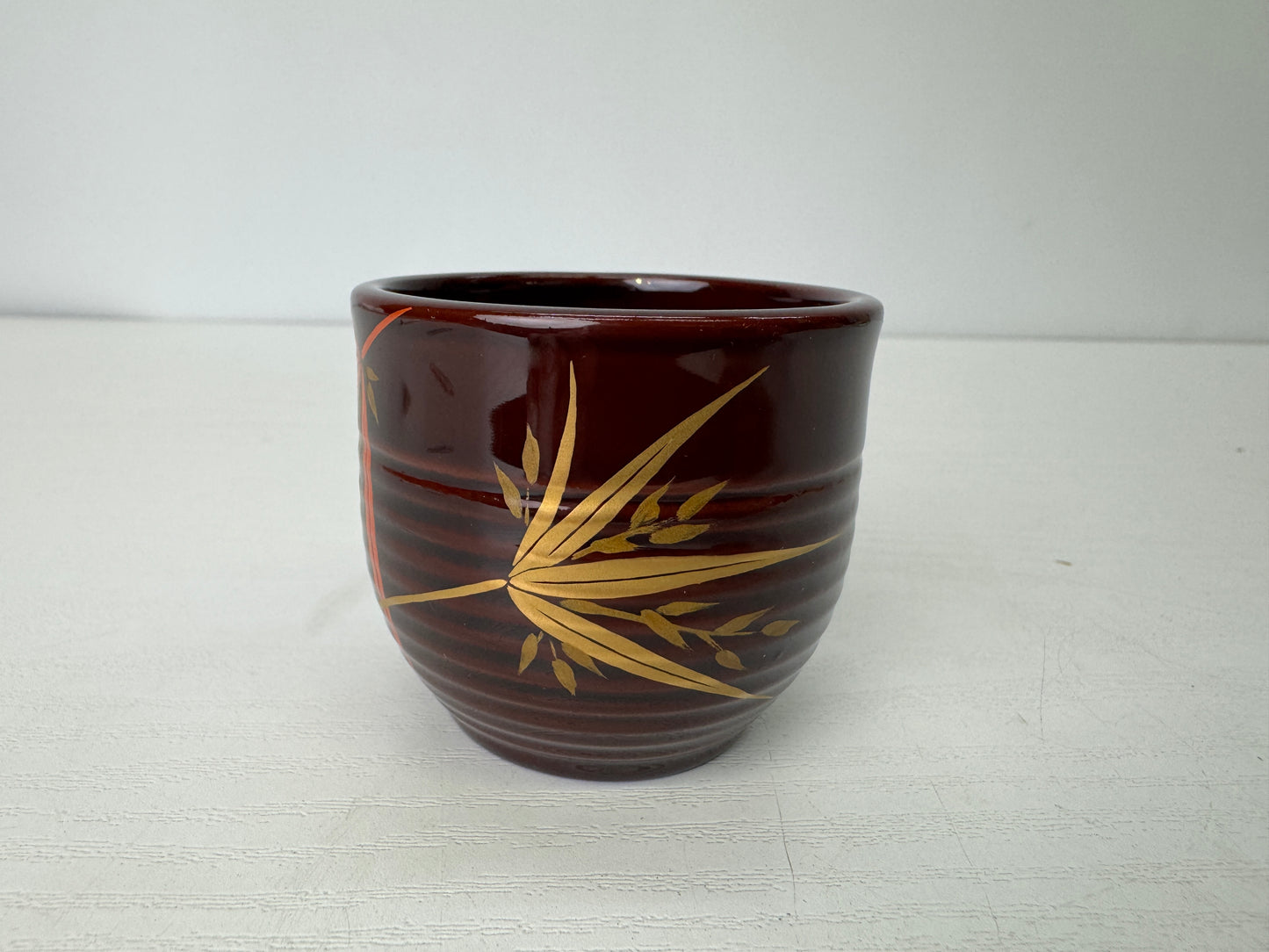 Y9344 CHAWAN Wajima lacquer Makie Sake cup signed box Japan antique tableware