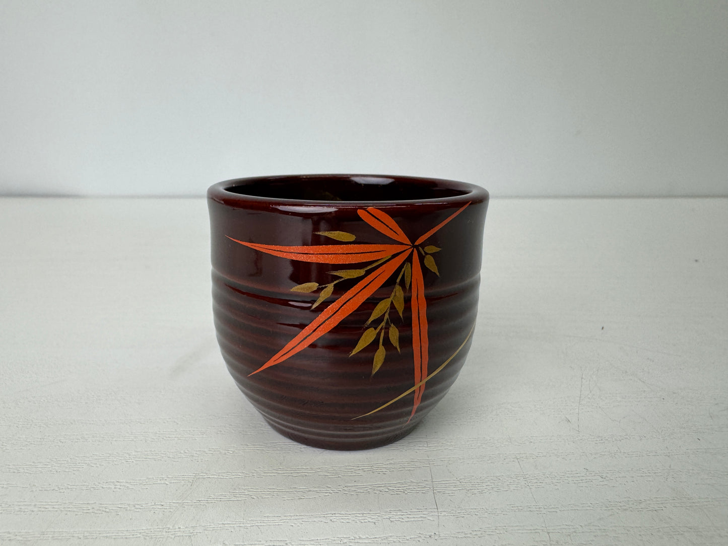 Y9344 CHAWAN Wajima lacquer Makie Sake cup signed box Japan antique tableware