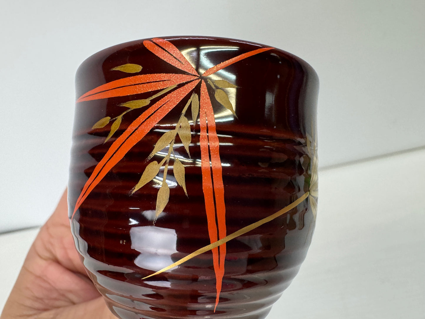 Y9344 CHAWAN Wajima lacquer Makie Sake cup signed box Japan antique tableware
