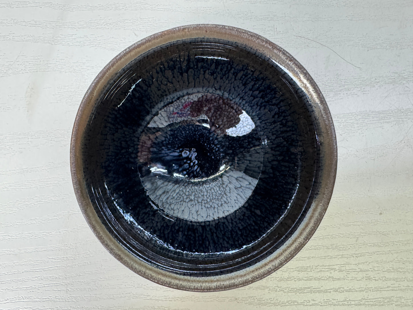 Y9345 CHAWAN Seto-ware Yuteki Sake cup signed box Japan antique tableware