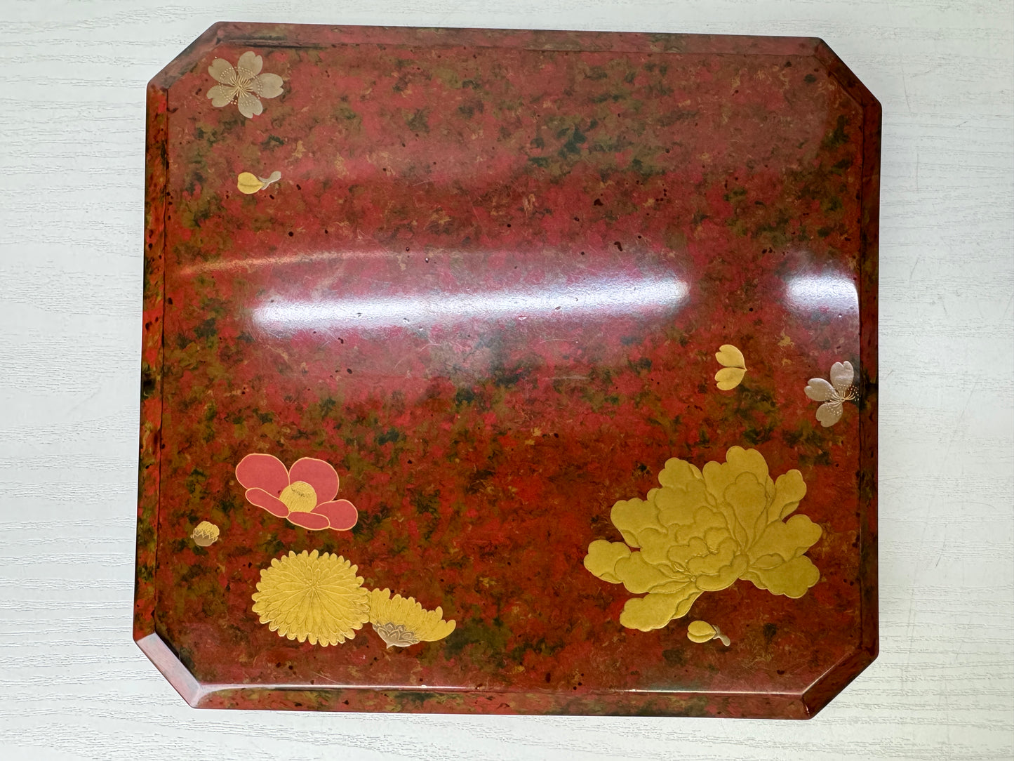 Y9350 BOX Wakasa lacquer Makie 5-tiered container Japan antique case storage