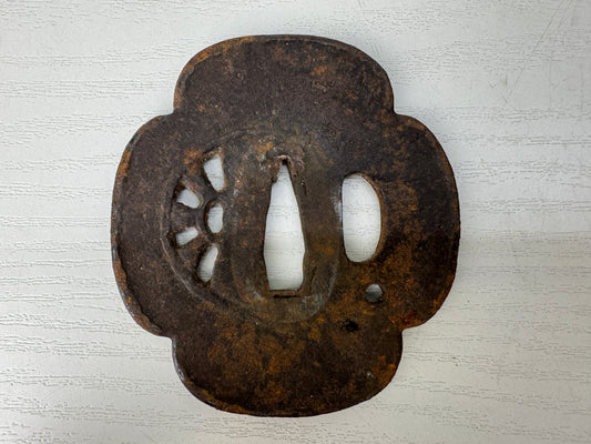 Y9357 TSUBA Iron sword guard water wheel Japan samurai katana antique koshirae