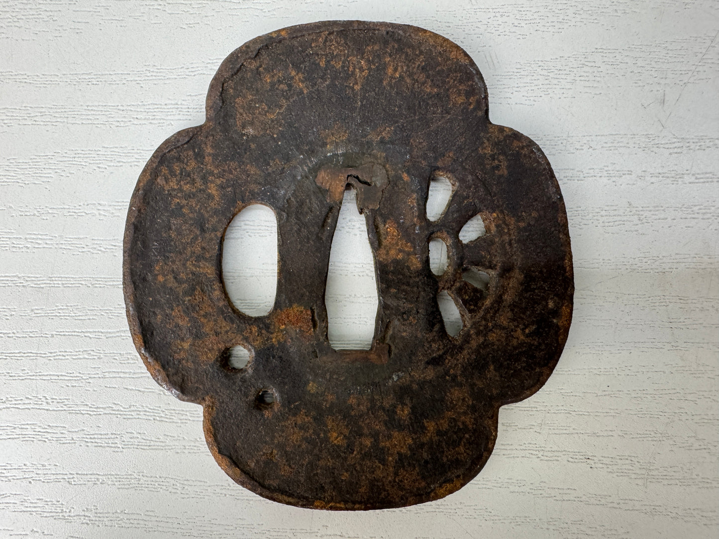 Y9357 TSUBA Iron sword guard water wheel Japan samurai katana antique koshirae
