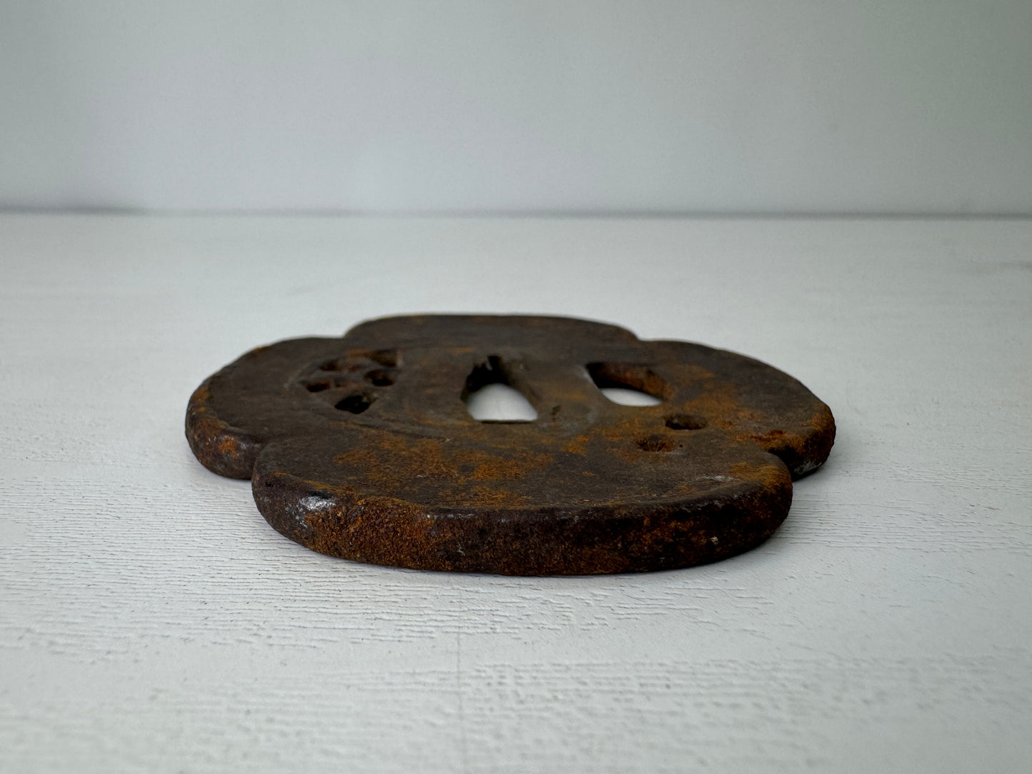 Y9357 TSUBA Iron sword guard water wheel Japan samurai katana antique koshirae