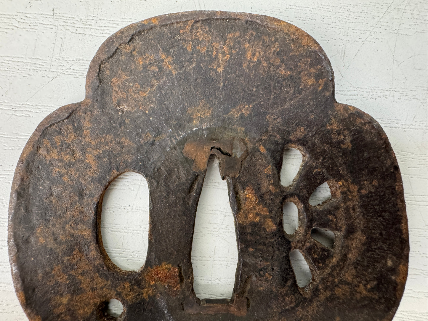 Y9357 TSUBA Iron sword guard water wheel Japan samurai katana antique koshirae