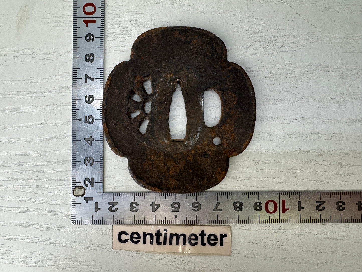 Y9357 TSUBA Iron sword guard water wheel Japan samurai katana antique koshirae