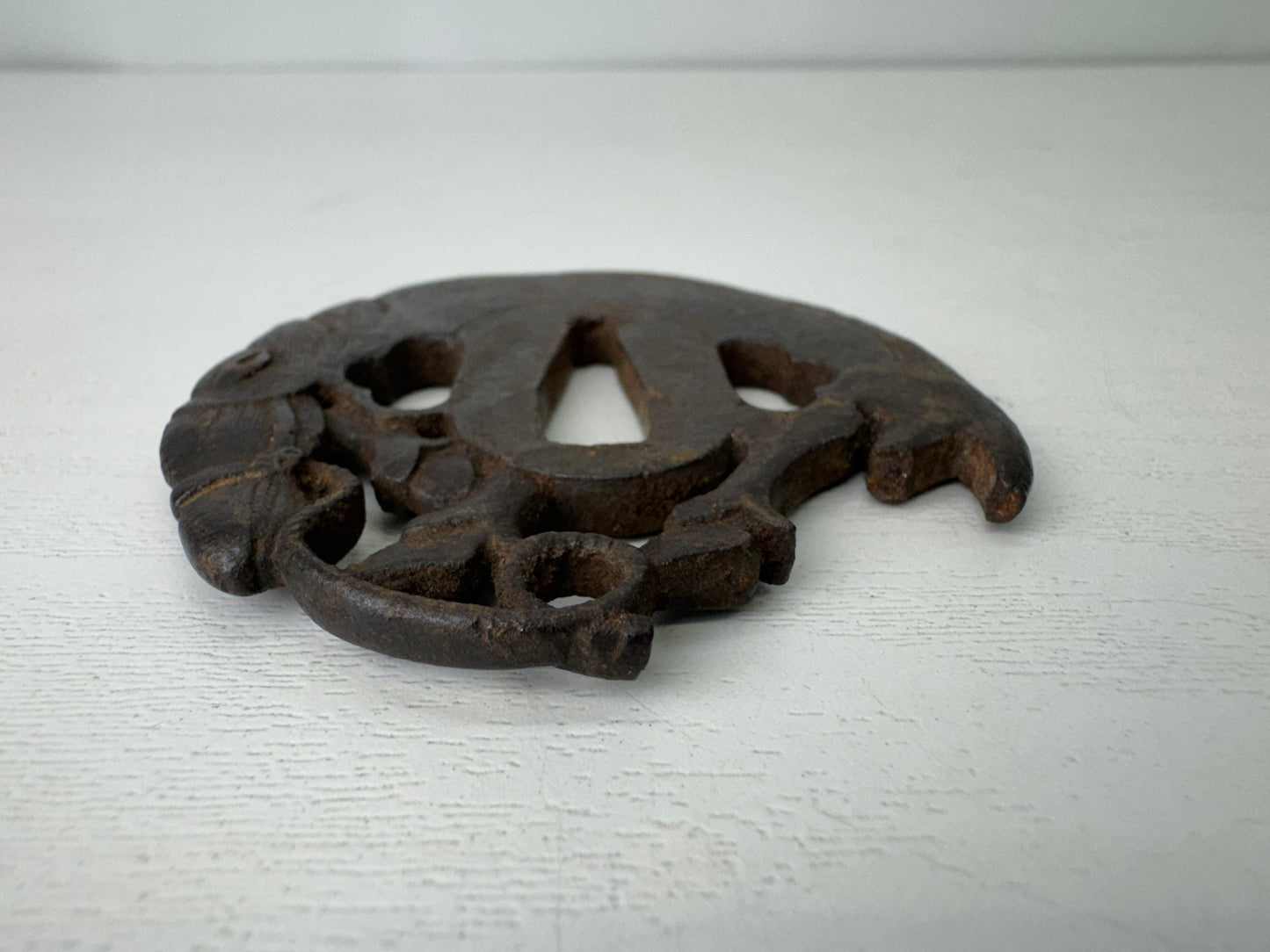 Y9359 TSUBA Iron sword guard horse Japan samurai katana antique koshirae edo