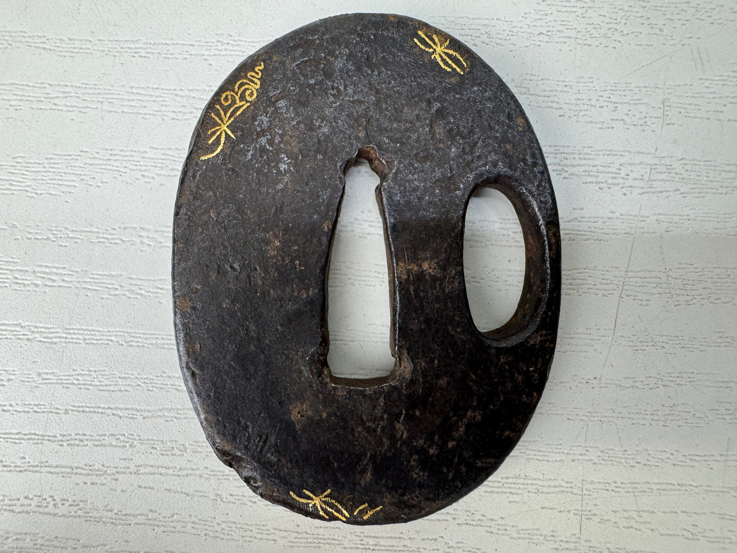 Y9360 TSUBA Iron sword guard small Inlay Japan samurai katana antique koshirae