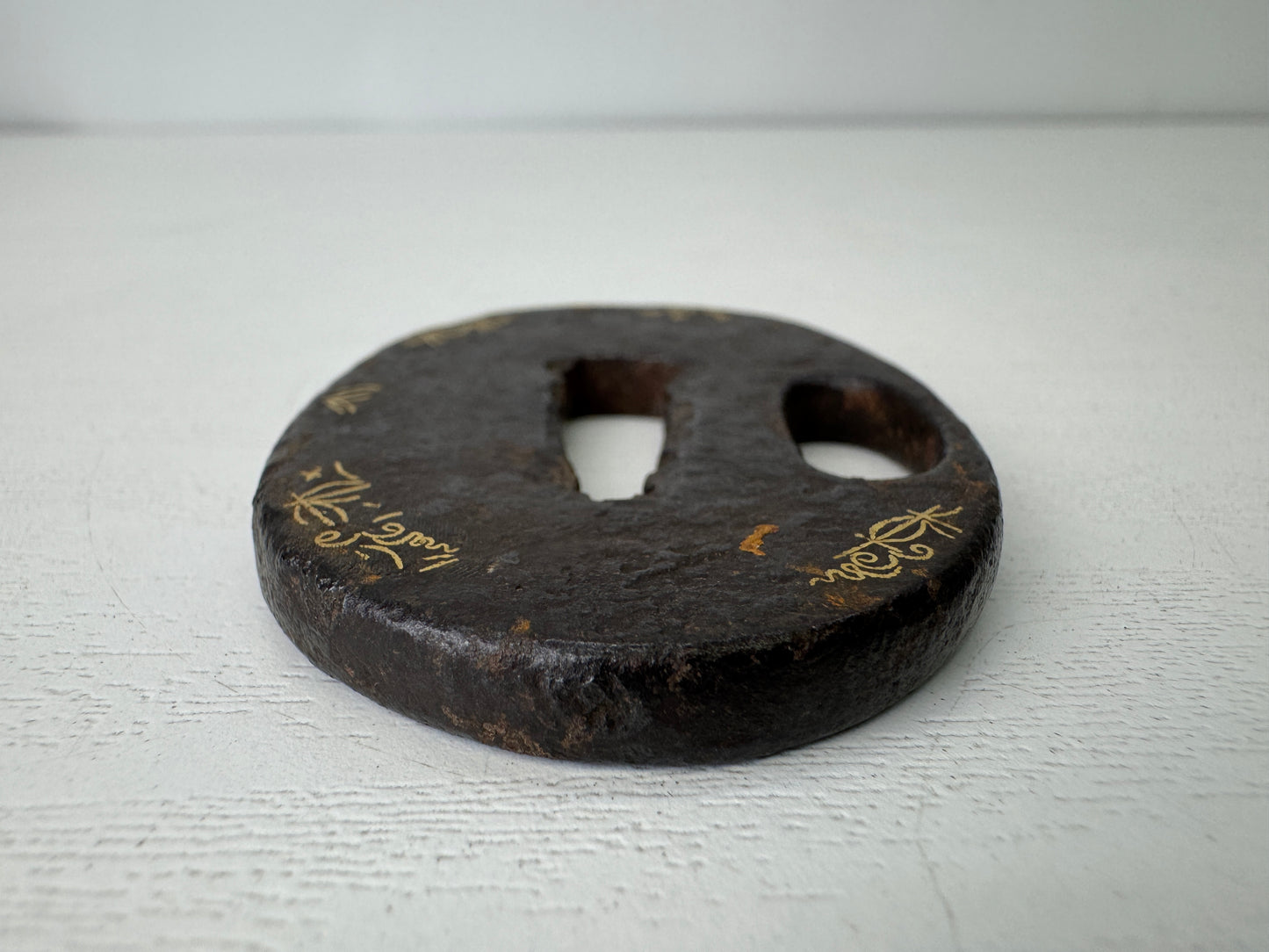 Y9360 TSUBA Iron sword guard small Inlay Japan samurai katana antique koshirae